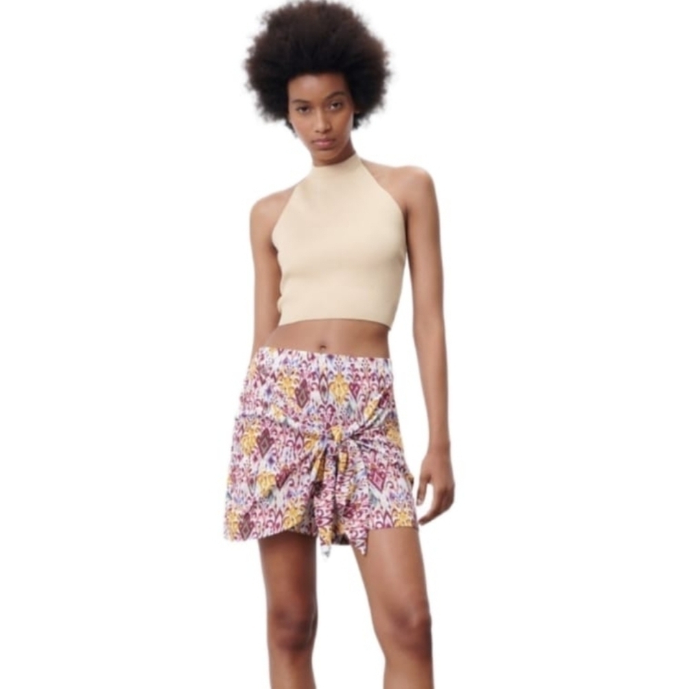 ZARA PRINTED SKORT WITH KNOT MULTICOLOURED | 1165/224 SIZE M